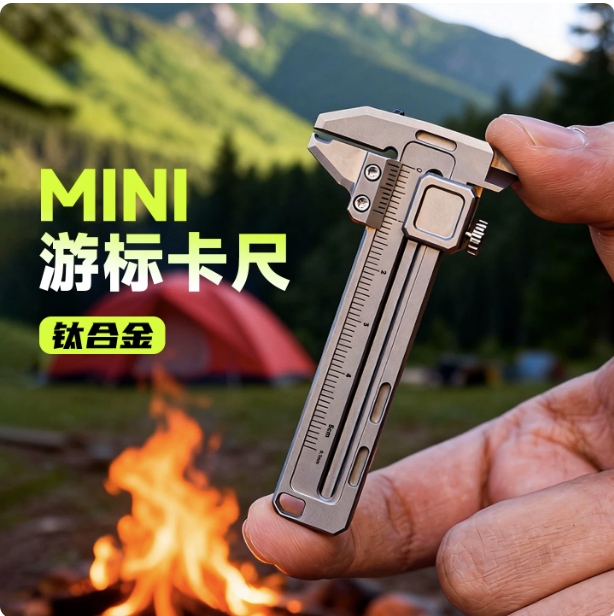 Edc Car Carry - Mini Paquímetro de Titânio EDC Multiferramenta
