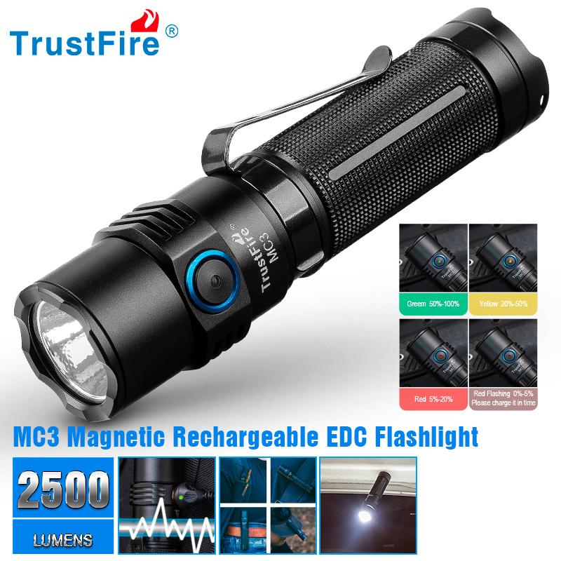 Edc Car Carry - Trustfire Mc3 Lanterna Led Recarregável de
